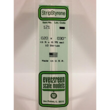EverGreen EVG121 0.02 x 0.03 in. Styrene Strips Railroad Scratch Building Supply, White