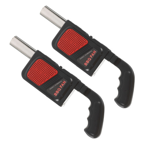 2Pièces Ventilateur Bbq Portable Électrique Noir ABS
