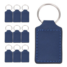 10 Pieces Sublimation Blanks PU Leather Keychains-Blue