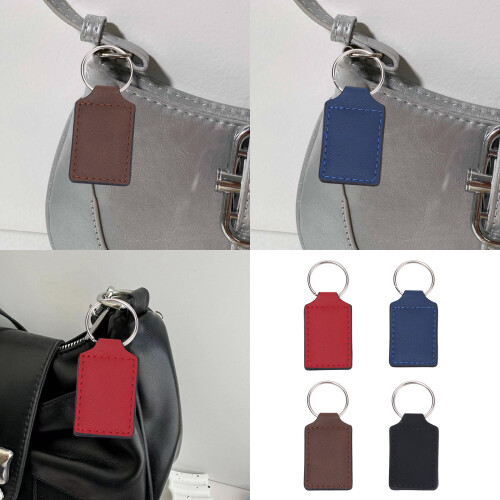 10 Pieces Sublimation PU Leather Keychains Rectangular-Black 2