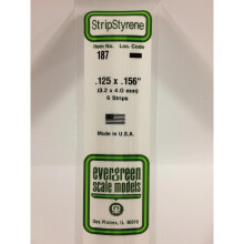 EverGreen EVG187 0.13 x 0.16 in. Styrere Strips Railroad Building Supply, White