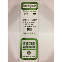 EverGreen EVG143 0.04 x 0.06 in. Styrene Strips Railroad Scratch Building Supply, White