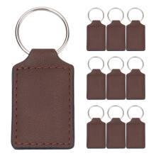 Porte-clés en cuir PU vierge, 10 pièces, pour la-brun