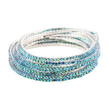 Comfortable Elastic Bracelet with Colorful Zirconia-Sky Blue