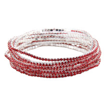 Luxurious Multilayered Stone Bracelet Elastic Comfort Fit-Red