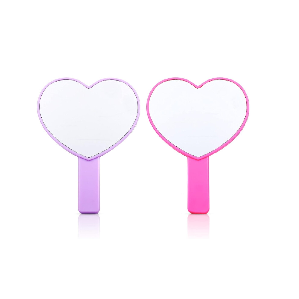 Romantic Heart-Shaped Travel Handheld Mirrors, Stylish and Sustainable Beauty Accessory for Women, Decorative Hand Held Mirror (2PCS)
