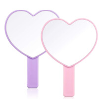 Chic Travel Buddy, Durable and Reliable Heart-Shaped Handheld Mirror for Your Beauty Essentials (Pack Includes Pink And Purple)