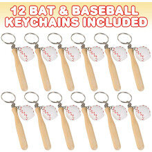 Porte-clés en bois en forme de batte et de balle de baseball : Affichez votre esprit sportif ! Idéal pour les cadeaux d’équipe et les cadeaux