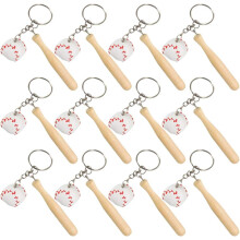 Porte-clés en bois en forme de batte et de balle de baseball : modèles assortis, batte de 7,6 cm, balle de 1,9 cm, à la fois pratiques et