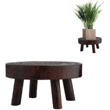 Indoor Outdoor Decorative Mini Wood Stool, Solid Wood Non-Slip Waterproof Supports Elevates Garden Plant Pot Risers, Elegant And Stylish Look With Vin