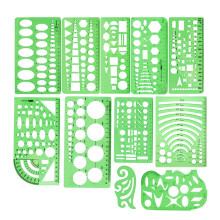 Réguas geométricas de precisão, feitas de plástico verde transparente de alta qualidade, ideais para design artístico com técnicas de desenho