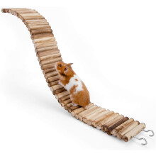 Tunnel flexible et échelle en bois naturel favorisant l'exploration et l'exercice dans la cage des petits animaux - Accessoires et jouets