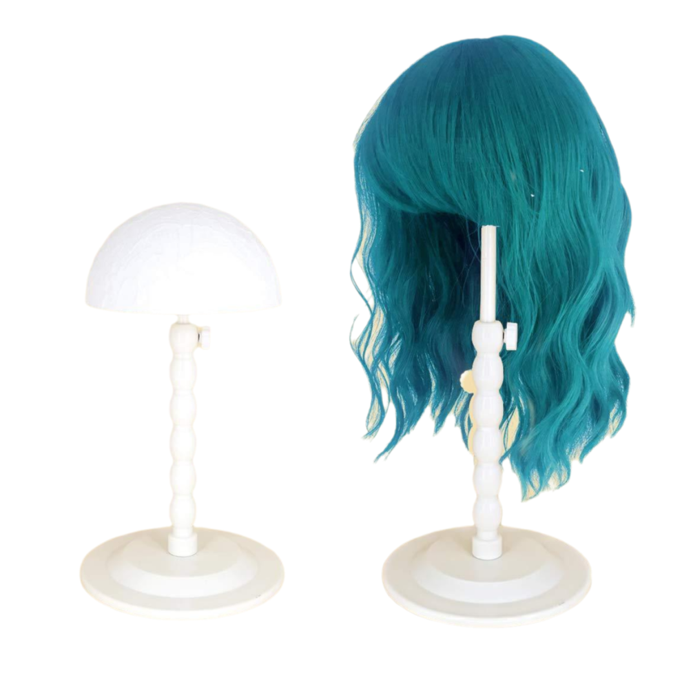 Unisex White Wig Stand With Velvet Cover, Adjustable Height For Long/Short Wigs, Portable Folding Design With Flexible And Sturdy Construction (White)