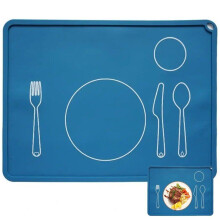 Silicone Kids Placemats NonSlip Reusable Table Mats For Dining Dark Blue Portable Food Mat For Babies Toddlers Children