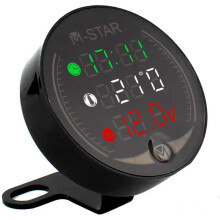 Slimme motorfietsvoltmeter, digitale 9-24V voltmeter met accubewaking voor motorfietsen, zeer nauwkeurig, waterdicht ABS-materiaal, laagspanningsalarm