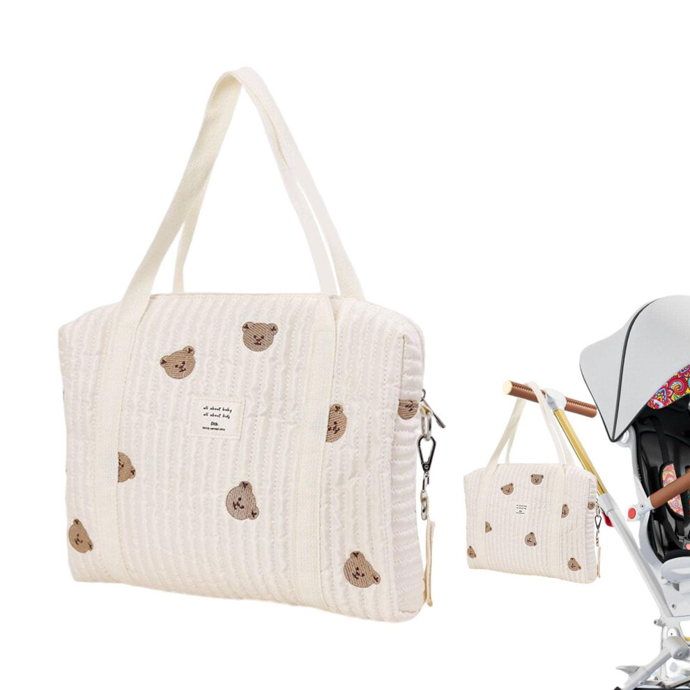 Diaper Caddy Tote Bag 36x30 Cm Cotton Cloth Nursery Organizer Portable Shoulder Bag For Stroller Travel