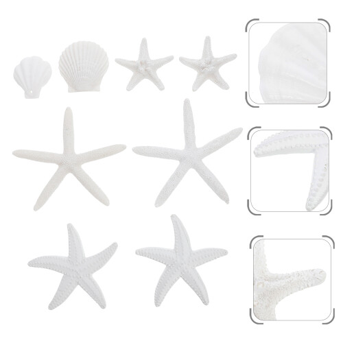 8Stk Resin Meerestiere Weiß Aquarium Ornamente 2