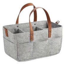 Baby Felt Storage Nursery Organizer Basket With Handle Diaper Caddy Changing Nappy Kids Storage Carrier Large Pocket