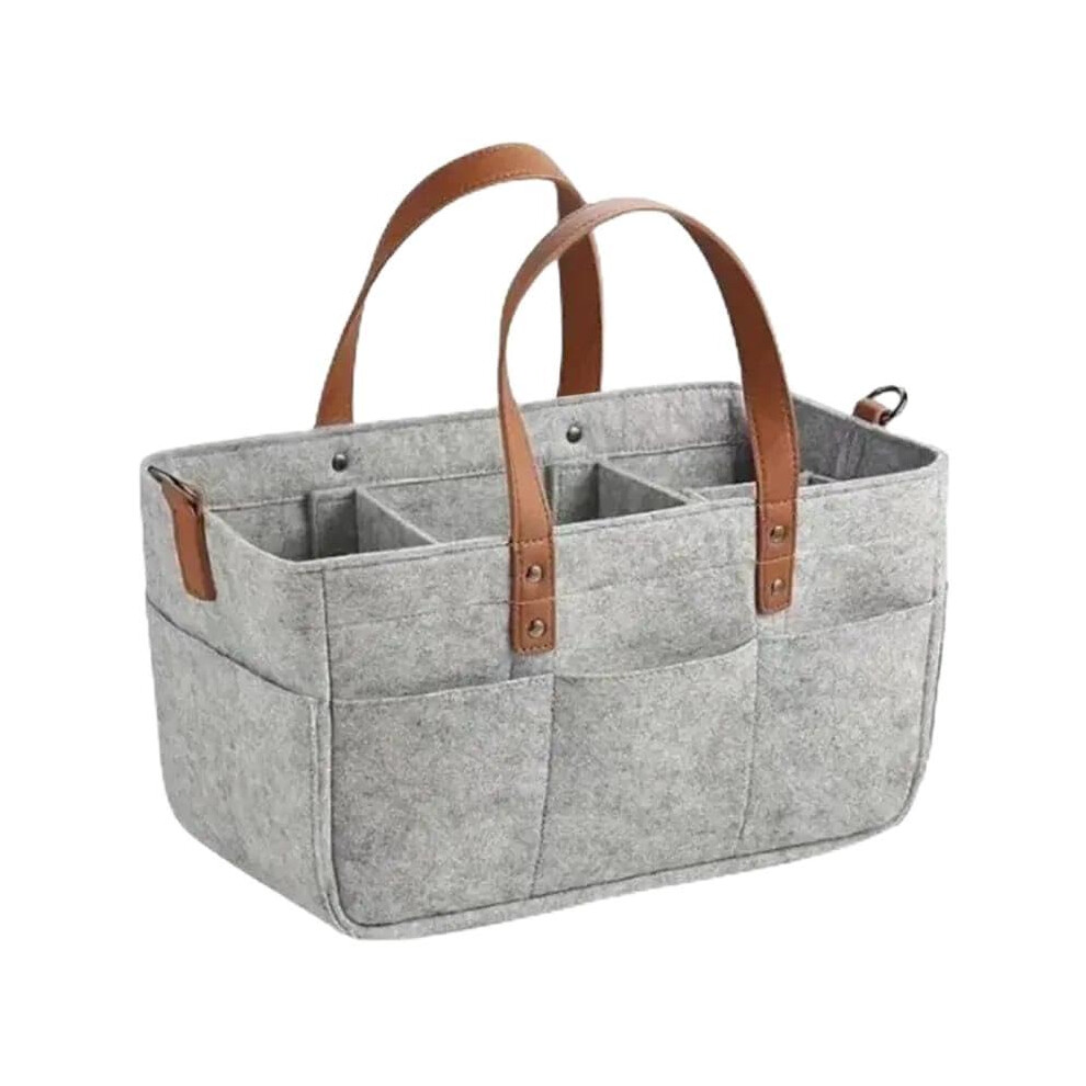 Baby Felt Storage Nursery Organizer Basket With Handle Diaper Caddy Changing Nappy Kids Storage Carrier Large Pocket