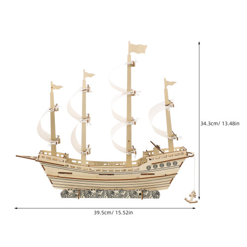 Ensemble De Voilier 3D En Bois Réaliste Bateau 1