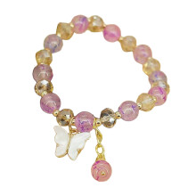 Bracelet de perles de cristal colorées fait à la-violet clair
