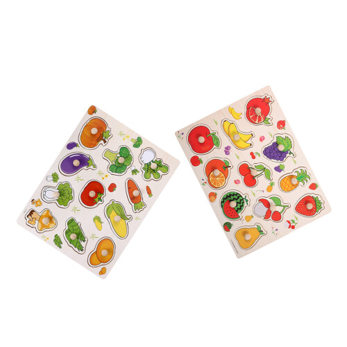 2 Pezzi Gioco Legno Montessori Con Verdura