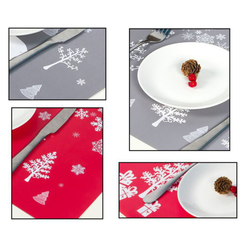 conjunto 12 tapetes natal pvc árvore vermelha resistente calor 1
