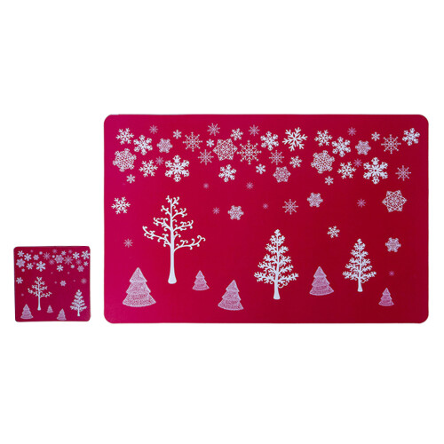 conjunto 12 tapetes natal pvc árvore vermelha resistente calor 2