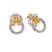 Trendy Multi Layered Earrings in Gold and Silver-JDE2406014 PS