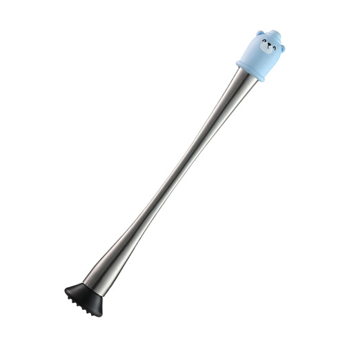 Professioneller Edelstahl-Muddler 30 cm mit blauer Silikon-Griff