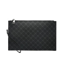 Bag Leather Men's Envelope Wallet Clutch Bag Business Style Printed Leather Black 28x18x2cm