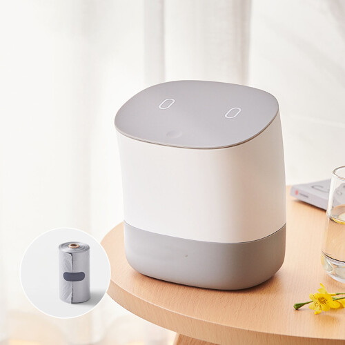 Mini Kunststoff-Desktop-Mülleimer mit Deckel, grau, 500g, kleiner Büromüllkorb 2