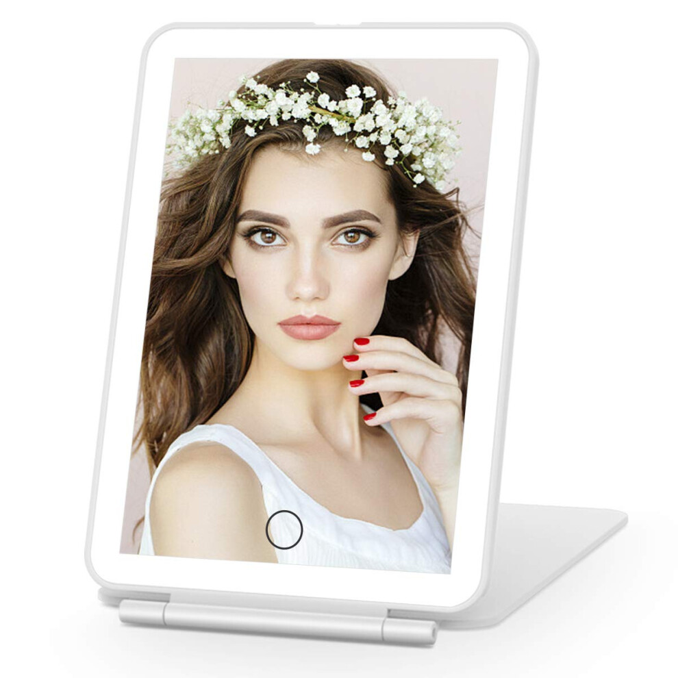 Tabletop Mirror with 72 LED Lights, Folding Compact Cosmetic Mirror Featuring Rechargeable Travel Makeup Mirror Technology, Lighted Vanity Mirror with