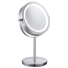 Free Standing Vanity Mirror with LED Lighting, Double-Sided Mirror Featuring 10X Magnification and True-to-Life Reflection, Bright LED Lighting for Ev