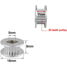 Polia tensora GT2 em liga de alumínio para acionamento mecânico, polia de correia dentada para impressora 3D e máquina CNC, resistente à