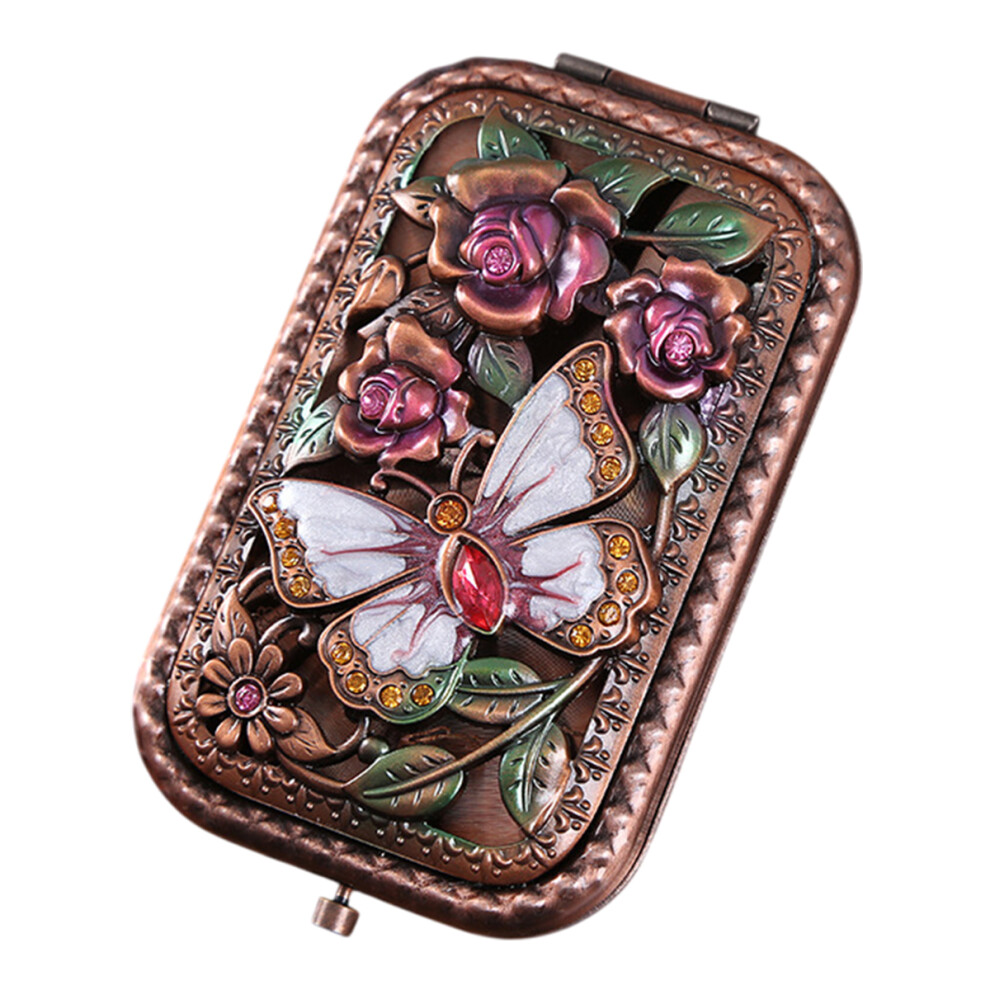 Perfect Gift, Double Sided Compact Cosmetic Mirror with Very Practical Mirror Functionality and Magnifying Side, Vintage Makeup Mirror for Women in Co