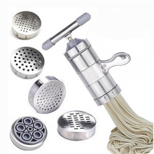 Mașină de presă din oțel inoxidabil pentru paste de casă, aparat manual de paste cu tăiței, gadget de bucătărie multifuncțional cu 5 forme