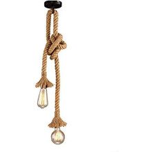 Kunstnerisk taklampe i retrostil, hengende lampe i hamptau for spisesal, restaurant og bar, enkel å installere, justerbar kjede, industriell