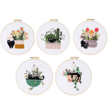 Kit de Bordado de 5 Juegos para Adultos Principiantes, Kit de Bordado una Mano Kit de Bordado para Principiantes