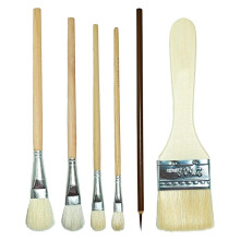 6-Pack Schilderborstels Aardewerk Glazuurborstel Aquarelwol Kwastenset Aardewerkgereedschap Geschikt voor Studenten, Volwassenen