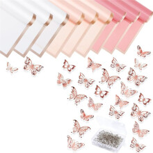 Wedding Corsages Set 100Pcs Bouquet Wedding Pins 48Pcs 3D Rose Gold Butterfly Wall Decor 15 Sheet Flower Wrapping Paper