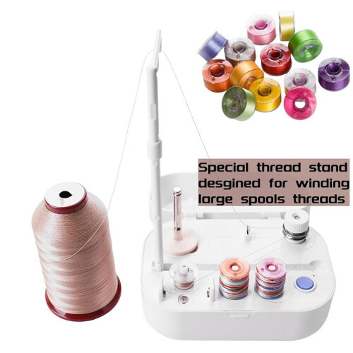 Automatic Bobbin Winder with Auto Stopper, Large Spool Thread Holder for Sewing Machine Thread Winding Use 1