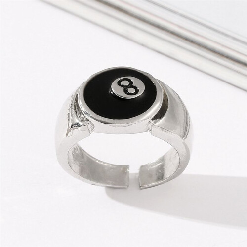 8  Pool  Ring,Adjustable Number Black 8 Eight Pool Billiard Ring, for Pool Lovers, Billiards Men'S Ring 1