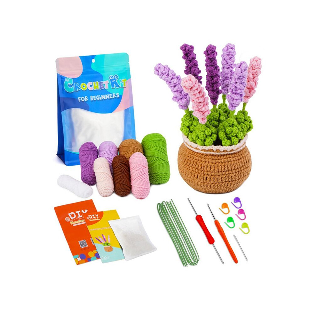 Crochet Kit Diy Crochet Kit With Needles Plush Doll Easy Lavender 6032704314415