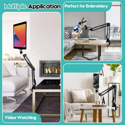 Embroidery Scroll Frame Stand Adjustable Rotated Hoop Holder Folding Metal for Hand Work, Needlework Frame&Phone Holder 2