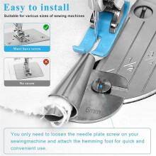 Sewing Rolled Hemmer Foot and Magnetic Seam Guide, 3/4/5/6/7/8/9/10mm 8 Sizes Wide Rolled Hem Presser Foot
