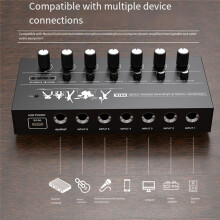 6-Kanaals Audiomixer Ultra-Low-Noise Lijnmixer Eenvoudige Bediening Stereomixer voor Gitaren, Bastoetsenborden en Podiummixen