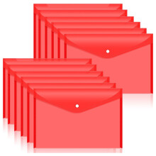 12 Stuks Plastic Documenten Enveloppen met Drukknoopsluiting voor A4-Formaat Documenten, Polyethyleen Mappen voor Schoolbenodigdheden A