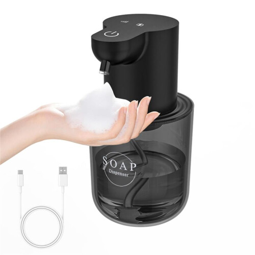 Automatic Soap Dispenser Touchless,4-Level Adjustable Foaming Hand Soap Dispenser, Auto Soap Dispenser Wall Mount,Black