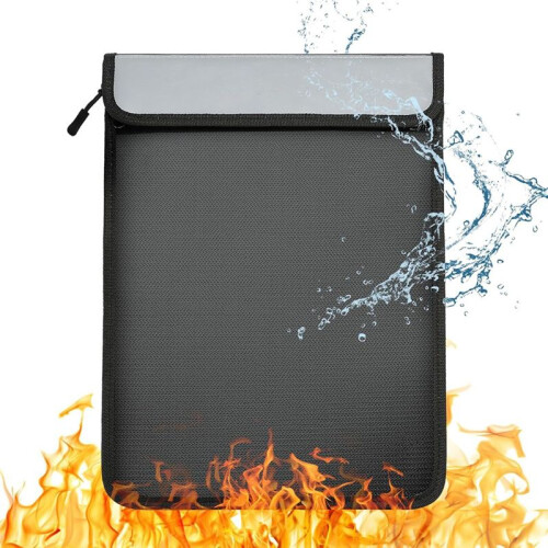 Fireproof Document Bag, Waterproof Document Storage Bag with 2 Pockets,Fireproof Money Bag for Cash,for File/Valuables